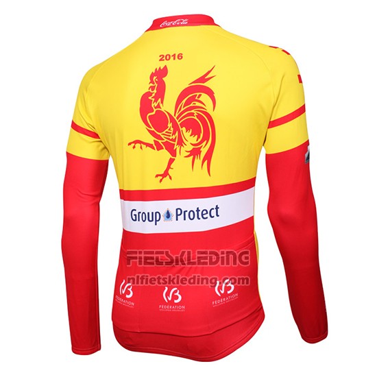 2016 Fietskleding Wallonie Bruxelles Geel en Rood Lange Mouwen en Koersbroek